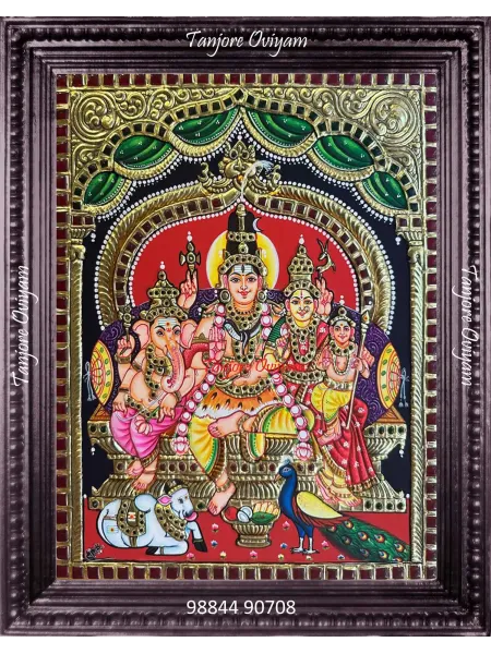 Traditional Shiva Family Tanjore Painting